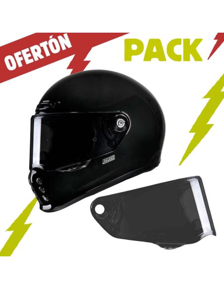 Pack Capacete HJC V10 Preto Fosco + Viseira Fumê HJ-41 | Iguana Custom