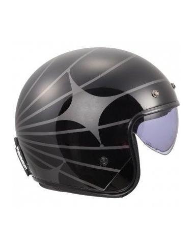 Capacete Jet LS2 OF601 BOB Cosmic Black | Viseira Solar e Fibra ECE 22.06
