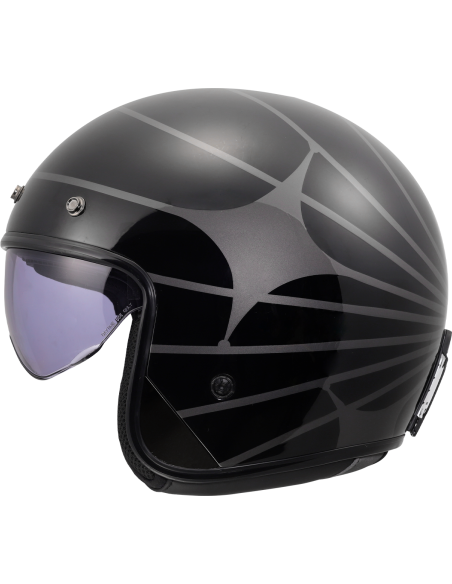 Casco Jet LS2 OF601 BOB Cosmic Black | Visor Solar y Fibra ECE 22.06