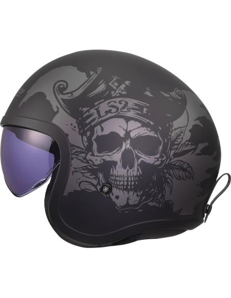 Casco Jet LS2 Spitfire II Willy black grey | Visiera Solare e KPA | ECE 22.06
