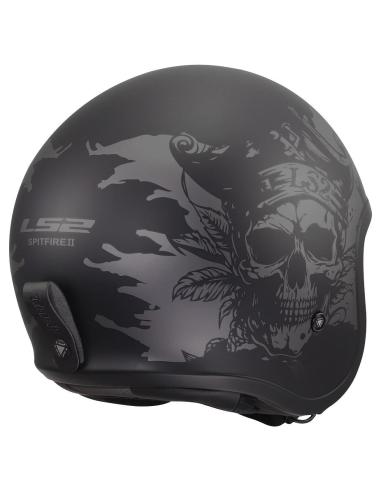 Casco Jet LS2 Spitfire II Willy black grey| Visor Solar y KPA | ECE 22.06