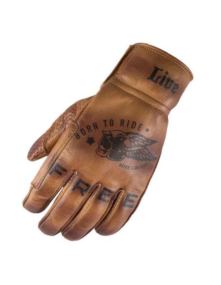 Luvas Moto Couro Castanho Invictus Flame | Born to Ride | Homologadas CE