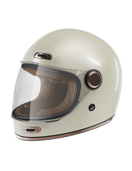 Retro Full-Face Helmet Pearl White ECE 2206 | Iguana Custom
