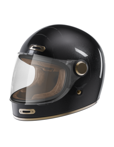 Capacete Integral Retro Preto Perolado ECE 2206 | Iguana Custom