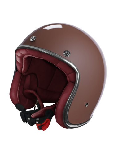 Capacete Jet Champanhe Perolado ECE 2206 | Interior Bordeaux Retro | Iguana Custom