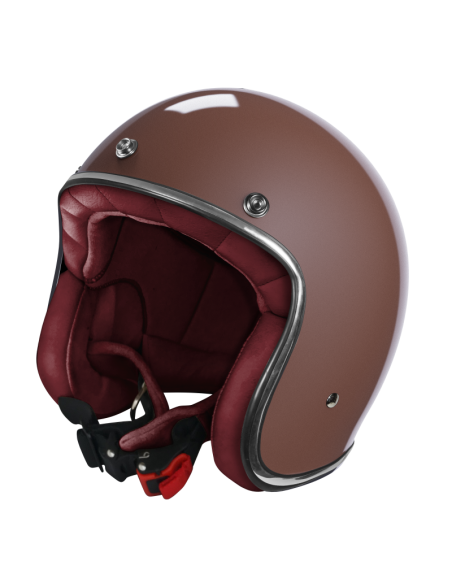 Capacete Jet Champanhe Perolado ECE 2206 | Interior Bordeaux Retro | Iguana Custom