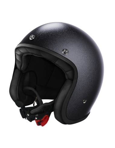 Casque Jet Noir Metalflake Mat ECE 2206 | Custom Vintage | Iguana Custom