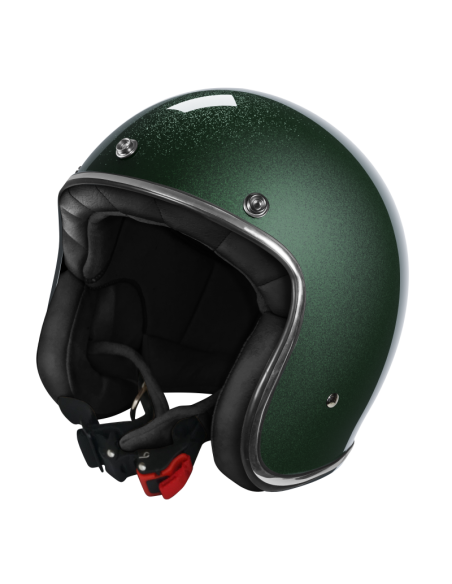 Bright Green Metalflake Jet Helmet ECE 2206 | Retro Style | Iguana Custom