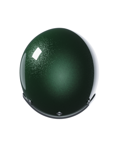 Casque Jet Vert Metalflake Brillant ECE 2206 | Style Rétro | Iguana Custom