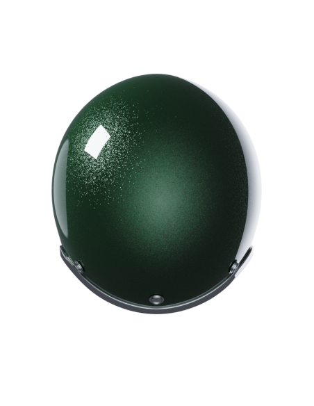Casco Jet Verde Metalflake Brillante ECE 2206 | Estilo Retro | Iguana Custom