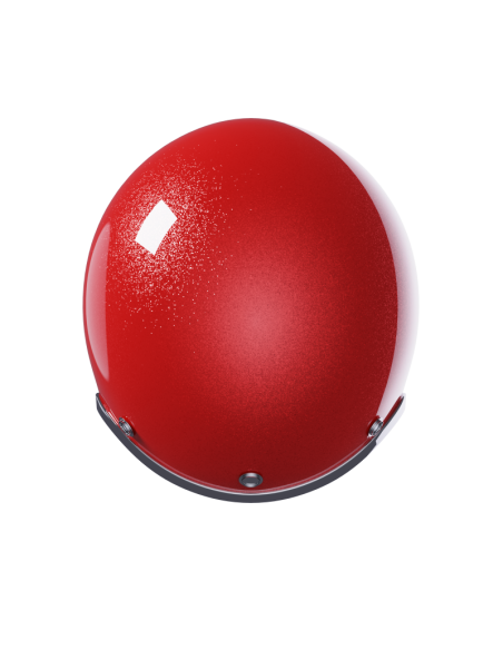 Casco Jet Rojo Metalflake Brillante ECE 2206 | Estilo Retro Custom | Iguana Custom