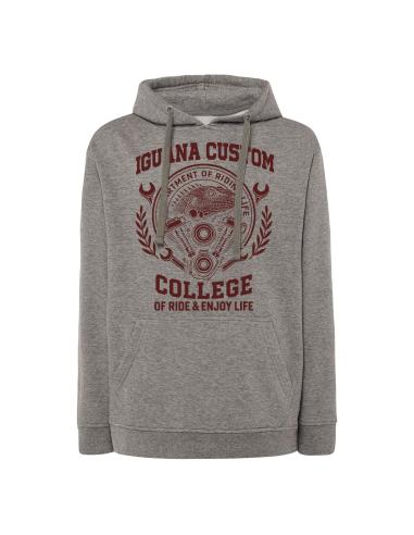 Felpa con Cappuccio Iguana Custom College Grigio Unisex | Taglie dalla S alla 5XL