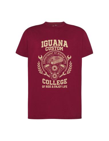 Camiseta Hombre Iguana Custom College Burdeos | Algodón 100% 190g