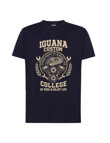Maglietta Uomo Blu Navy Iguana Custom College | Taglie XS a 5XL