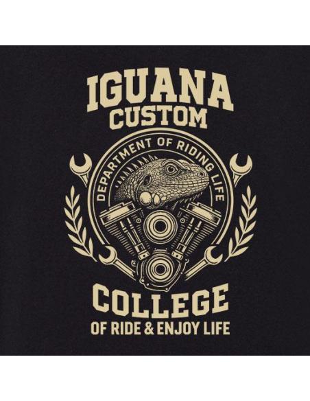 Camiseta Negra Hombre Manga Larga Iguana Custom College | XS a 3XL