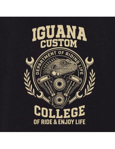T-shirt Femme Noire Manches Longues Iguana Custom College | S à XXL