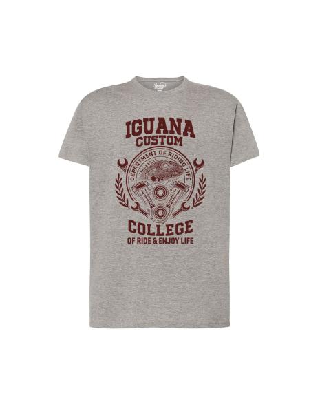 Camiseta Hombre Gris Marengo Manga Corta Iguana Custom College | XS a 5XL