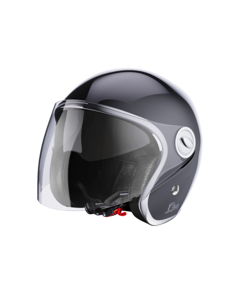 Casque Jet Stormer Clyde Noir Brillant | Rétro avec Écran Solaire