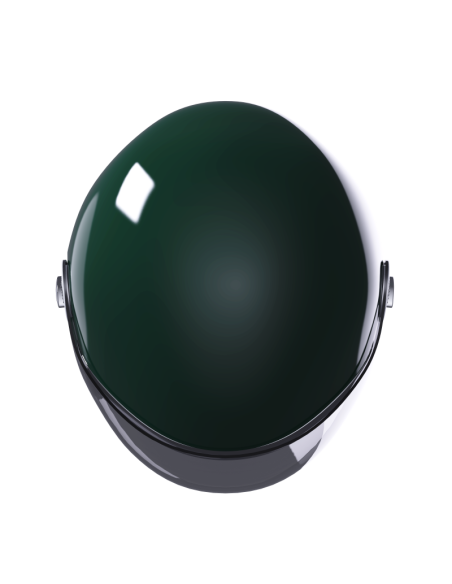 Capacete Jet Clyde Verde Inglês – Retro com Viseira Solar | Iguana Custom