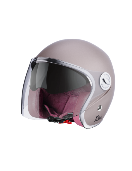 Capacete Jet Clyde Champagne Mate – Elegância Retro Custom | Iguana Custom