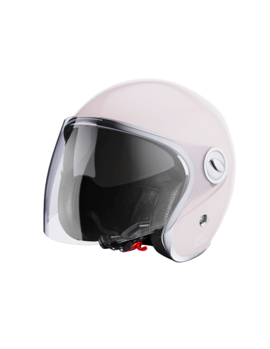 Casco Jet Clyde Rosa Pallido Lucido – Design Retrò e Occhiali da Sole | Iguana Custom