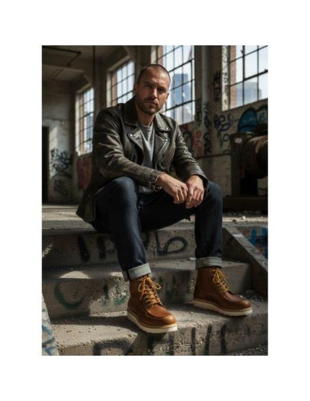 Stivali WCC Rigid Cognac in pelle fatti a mano