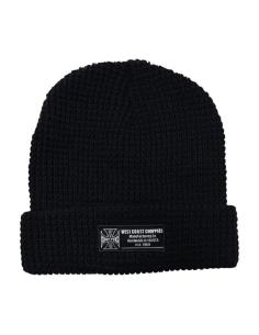 Bonnet WCC Waffle Cuff noir avec logo brodé