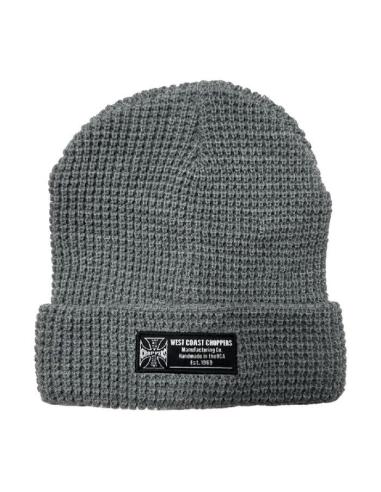 Gorro WCC Waffle Cuff gris con logo bordado