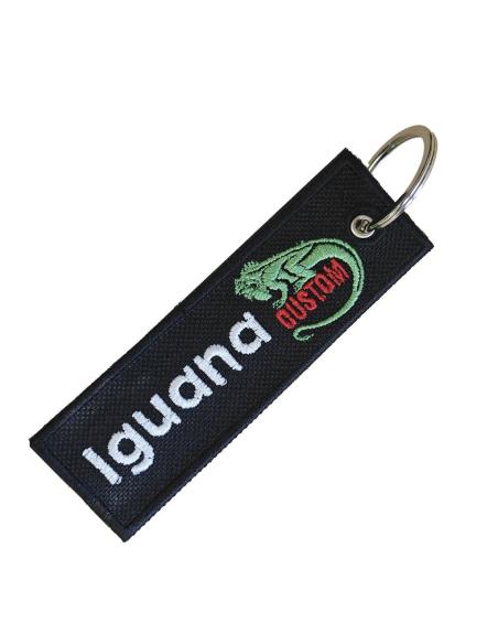 Porta-chaves Bordado Dupla Face Iguana Custom – Lona Preta Resistente