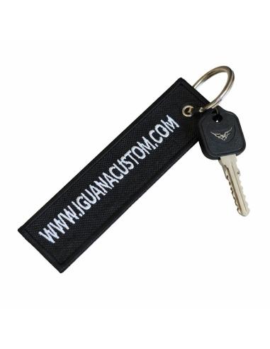 Porta-chaves Bordado Dupla Face Iguana Custom – Lona Preta Resistente