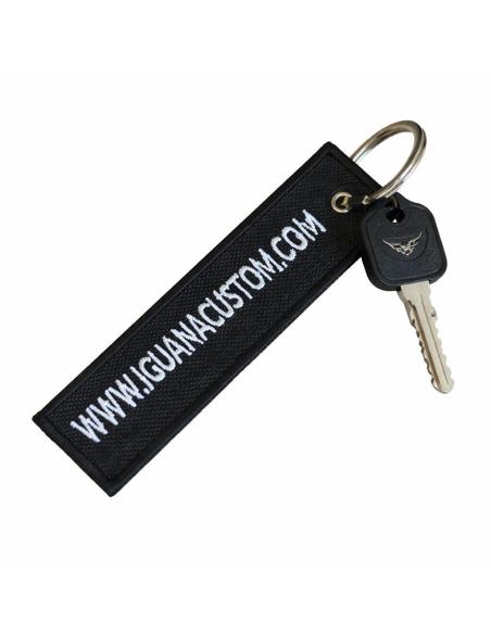 Porta-chaves Bordado Dupla Face Iguana Custom – Lona Preta Resistente