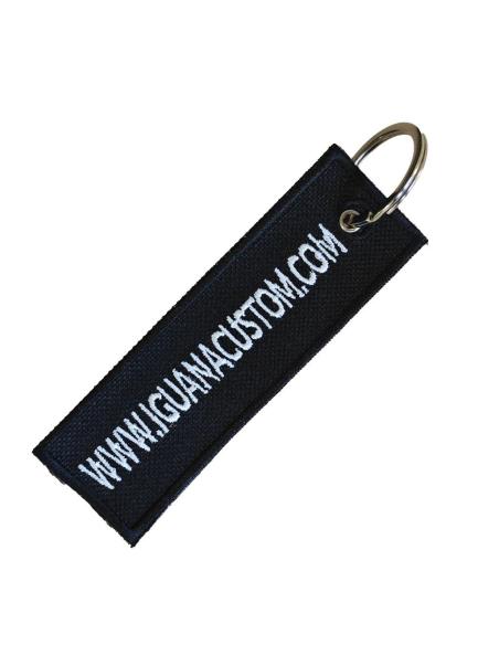 Llavero Bordado Doble Cara Iguana Custom – Lona Negra Resistente