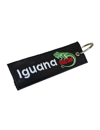 Double-Sided Embroidered Keychain Iguana Custom – Durable Black Canvas