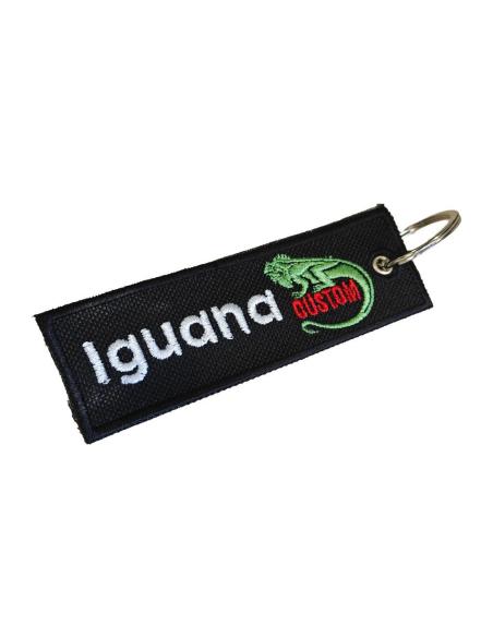 Double-Sided Embroidered Keychain Iguana Custom – Durable Black Canvas
