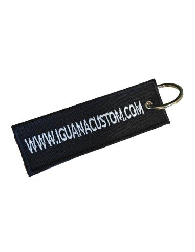 Llavero Bordado Doble Cara Iguana Custom – Lona Negra Resistente