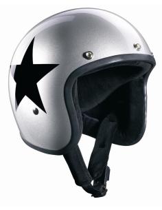 ORIGINAL BANDIDO CAPACETE DE jet CINZA BRILHANTE ESTRELA PRETA