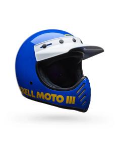Casco Bell Moto-3 Classic Blu Lucido ECE 22.06 | Stile Retro Racing