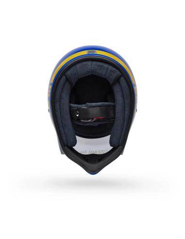 Casque Bell Moto-3 Classic Bleu Brillant ECE 22.06 | Style Rétro Racing