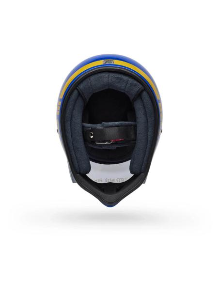 Casque Bell Moto-3 Classic Bleu Brillant ECE 22.06 | Style Rétro Racing