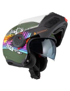 Capacete Modular NZI Minimod Duo Rainbow green P/J ECE 22.06 2