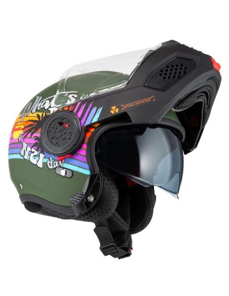 Capacete Modular NZI Minimod Duo Rainbow green P/J ECE 22.06