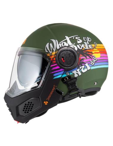 Capacete Modular NZI Minimod Duo Rainbow green P/J ECE 22.06