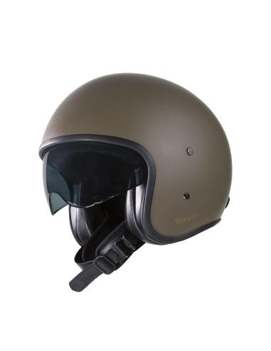 Casque Jet Garibaldi G03X Marron Café Mat Fiberglass Vintage ECE 22.06 | Iguana Custom