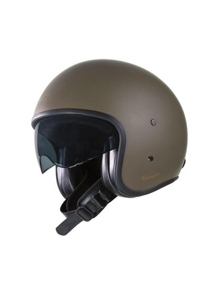 Casque Jet Garibaldi G03X Marron Café Mat Fiberglass Vintage ECE 22.06 | Iguana Custom