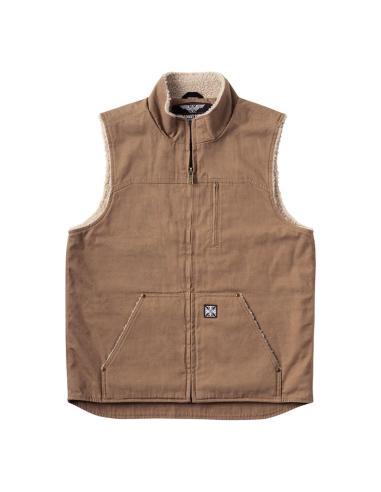 WCC Sherpa Lined Canvas Workvest Brown Vest | West Coast Choppers