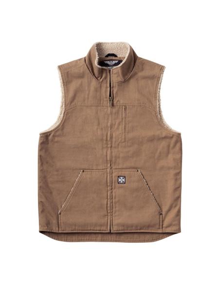 Gilet WCC Sherpa Lined Canvas Workvest Marron | West Coast Choppers
