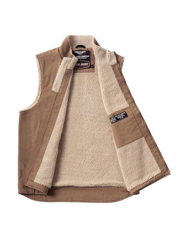 WCC Sherpa Lined Canvas Workvest Brown Vest | West Coast Choppers