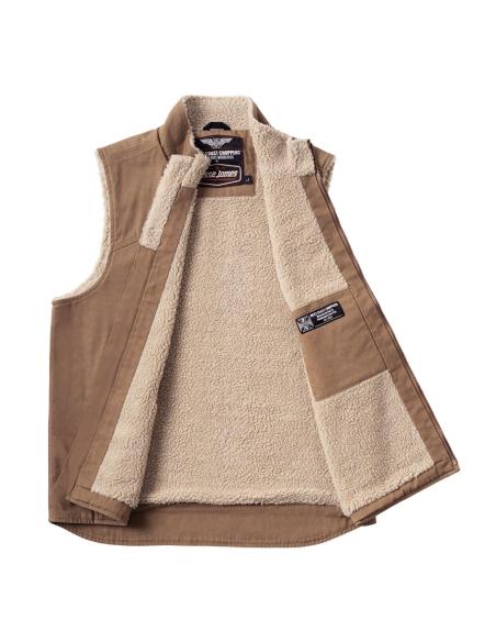 WCC Sherpa Lined Canvas Workvest Brown Vest | West Coast Choppers