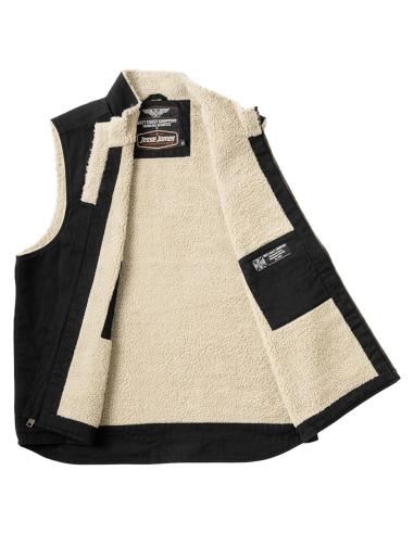 Gilet WCC Sherpa Foderato Canvas Workvest Nero | West Coast Choppers