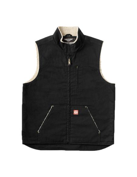WCC Sherpa Lined Canvas Workvest Black Vest | West Coast Choppers